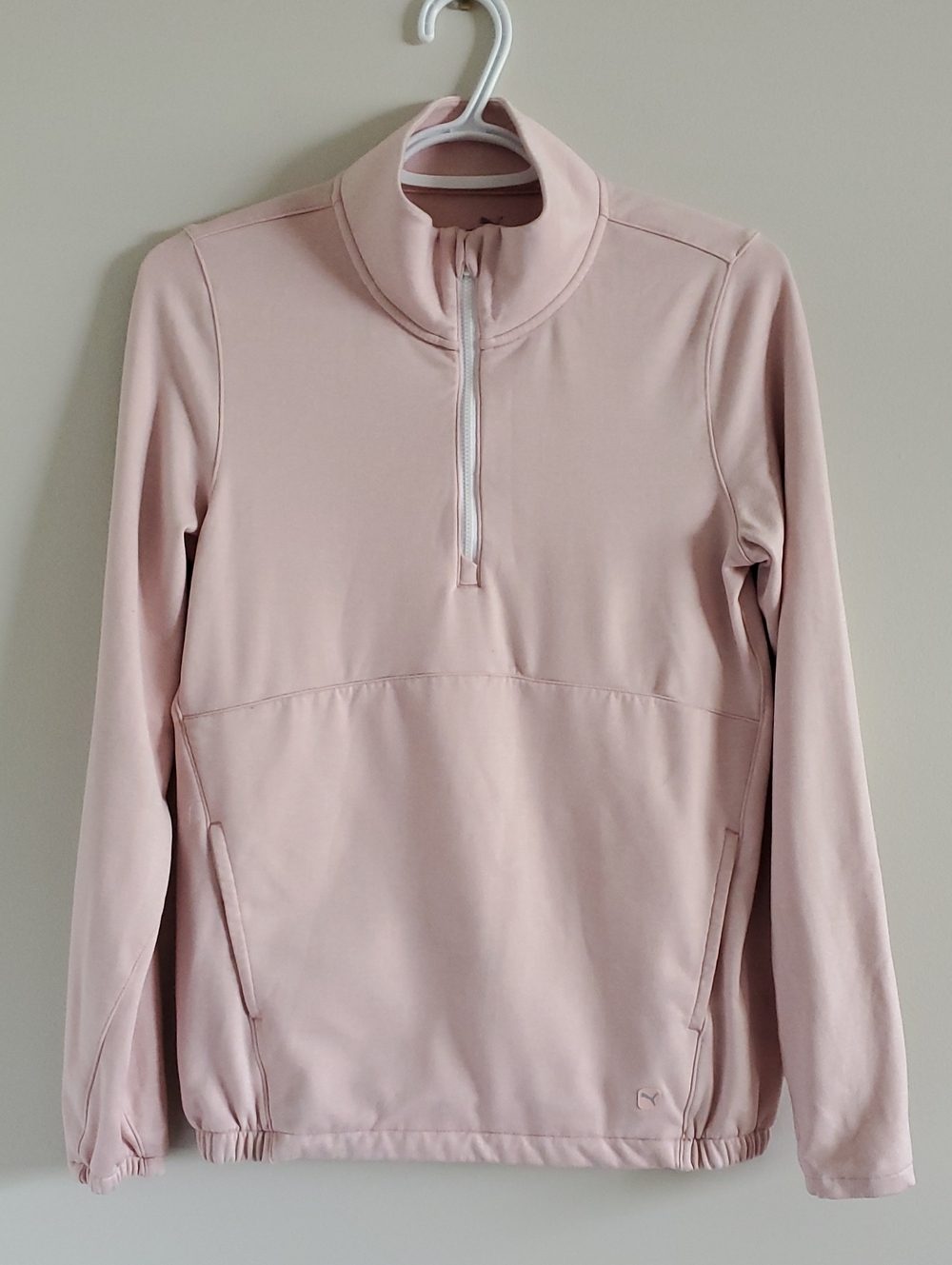 Puma Blush Pink Quarter-Zip Turtleneck Pullover Sz XS Sporty Feminine Gym Sports